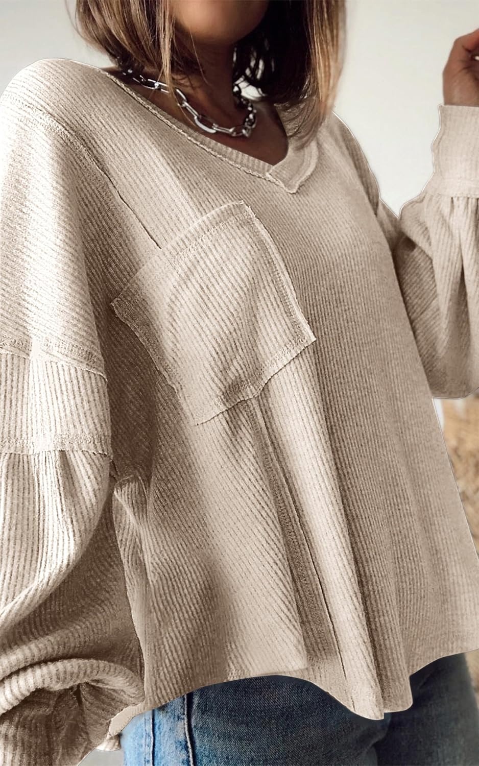 image:imageBTFBM Long Sleeve Shirts for Women 2026 Fall TopsApricot