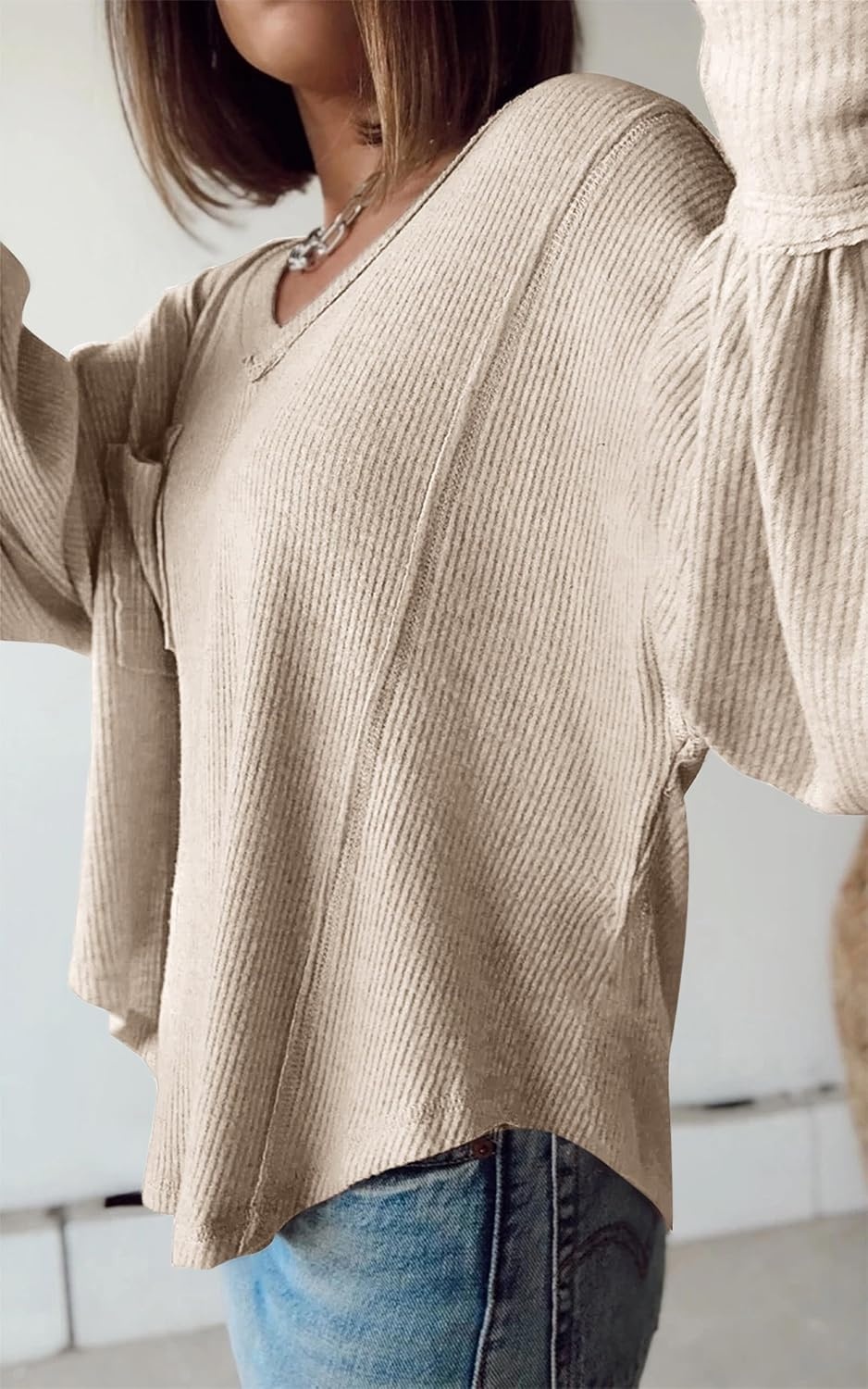 image:imageBTFBM Long Sleeve Shirts for Women 2026 Fall TopsApricot