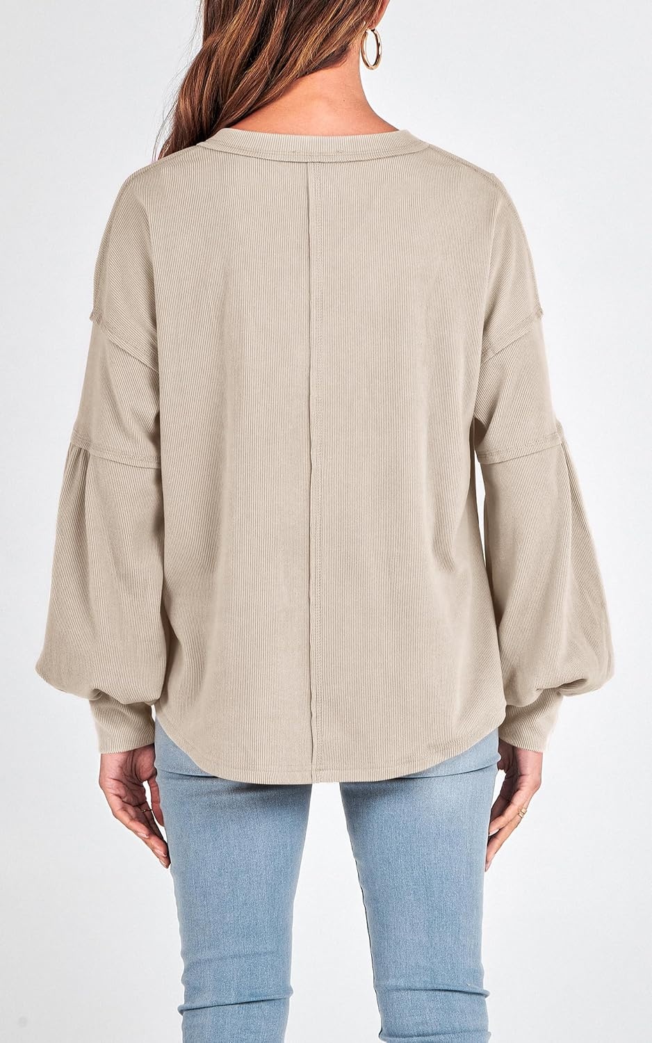 image:imageBTFBM Long Sleeve Shirts for Women 2026 Fall TopsApricot