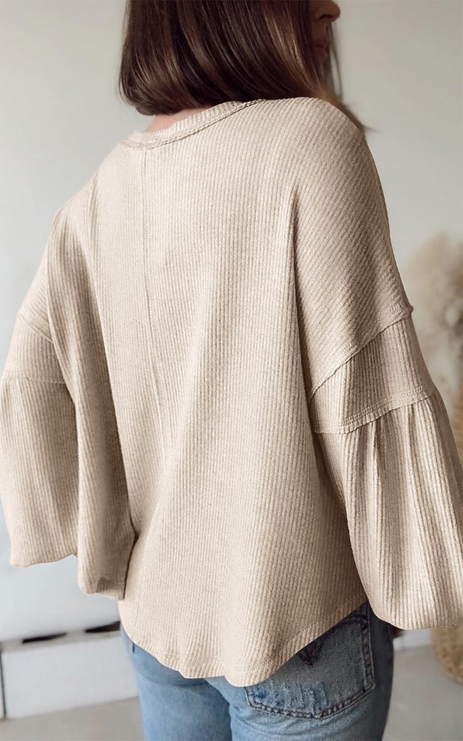 image:imageBTFBM Long Sleeve Shirts for Women 2026 Fall TopsApricot