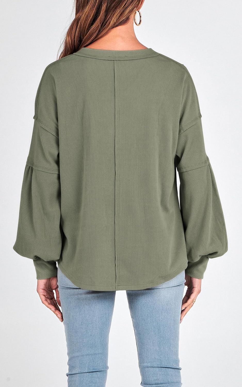 image:imageBTFBM Long Sleeve Shirts for Women 2026 Fall TopsBean Green