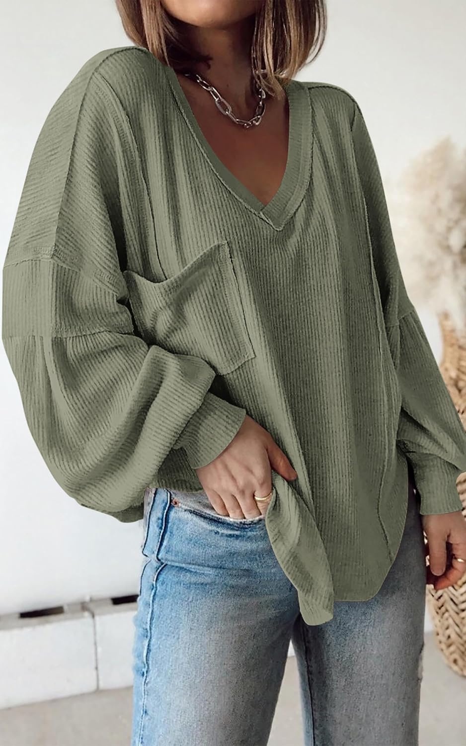 image:imageBTFBM Long Sleeve Shirts for Women 2026 Fall TopsBean Green