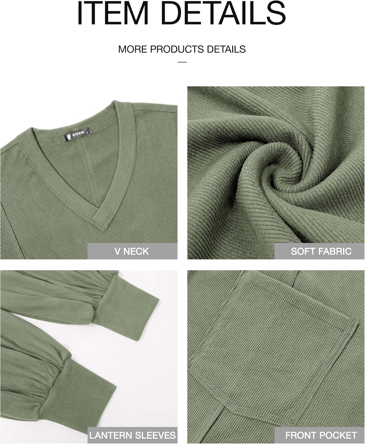 image:imageBTFBM Long Sleeve Shirts for Women 2026 Fall TopsBean Green