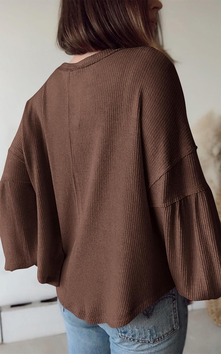 image:imageBTFBM Long Sleeve Shirts for Women 2026 Fall TopsSolid Caramel
