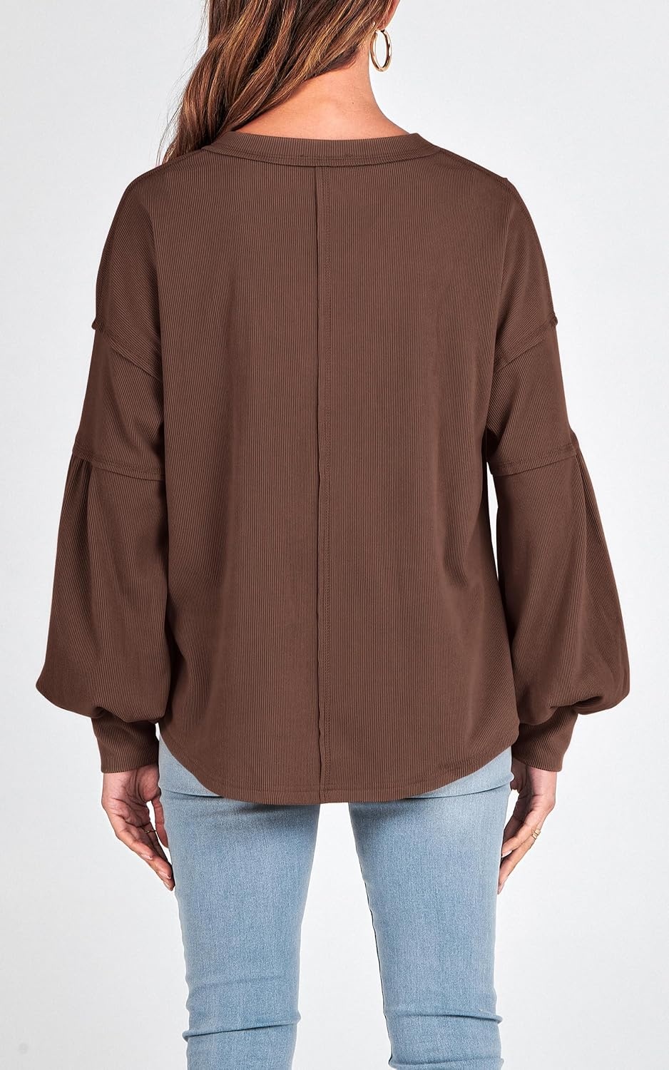 image:imageBTFBM Long Sleeve Shirts for Women 2026 Fall TopsSolid Caramel