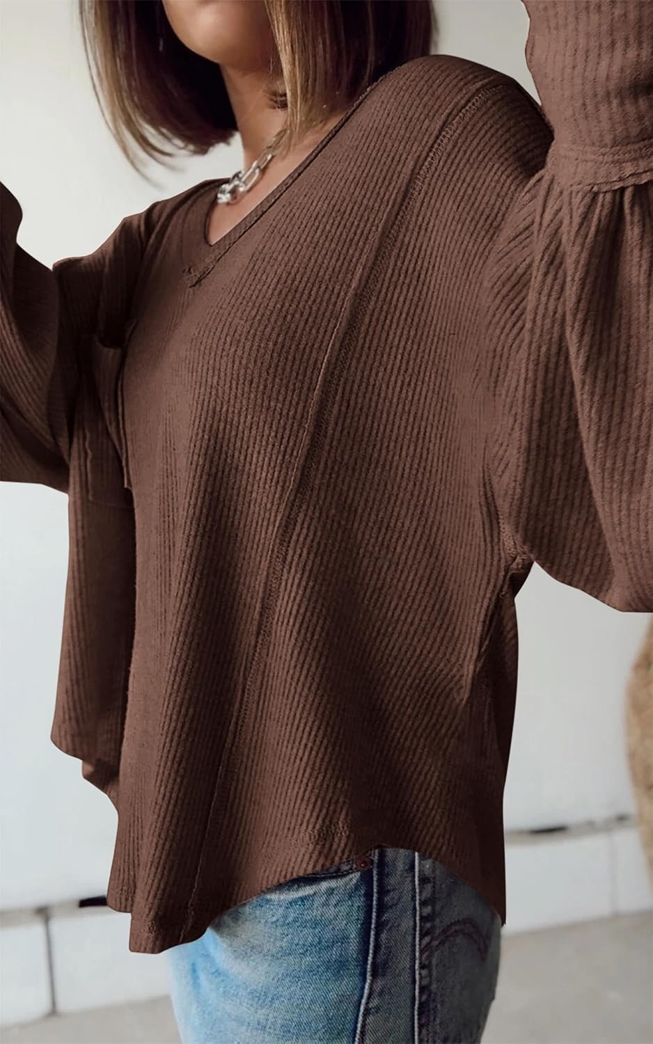 image:imageBTFBM Long Sleeve Shirts for Women 2026 Fall TopsSolid Caramel