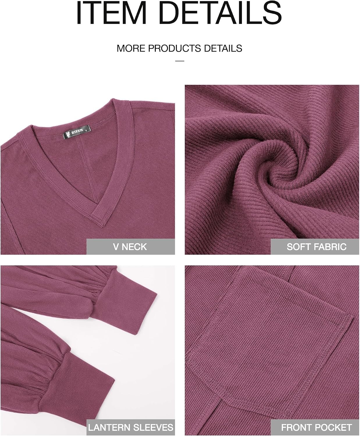 image:imageBTFBM Long Sleeve Shirts for Women 2026 Fall TopsSolid Dusty Pink