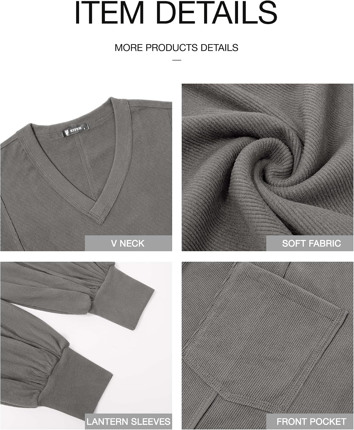 image:imageBTFBM Long Sleeve Shirts for Women 2026 Fall TopsSolid Grey