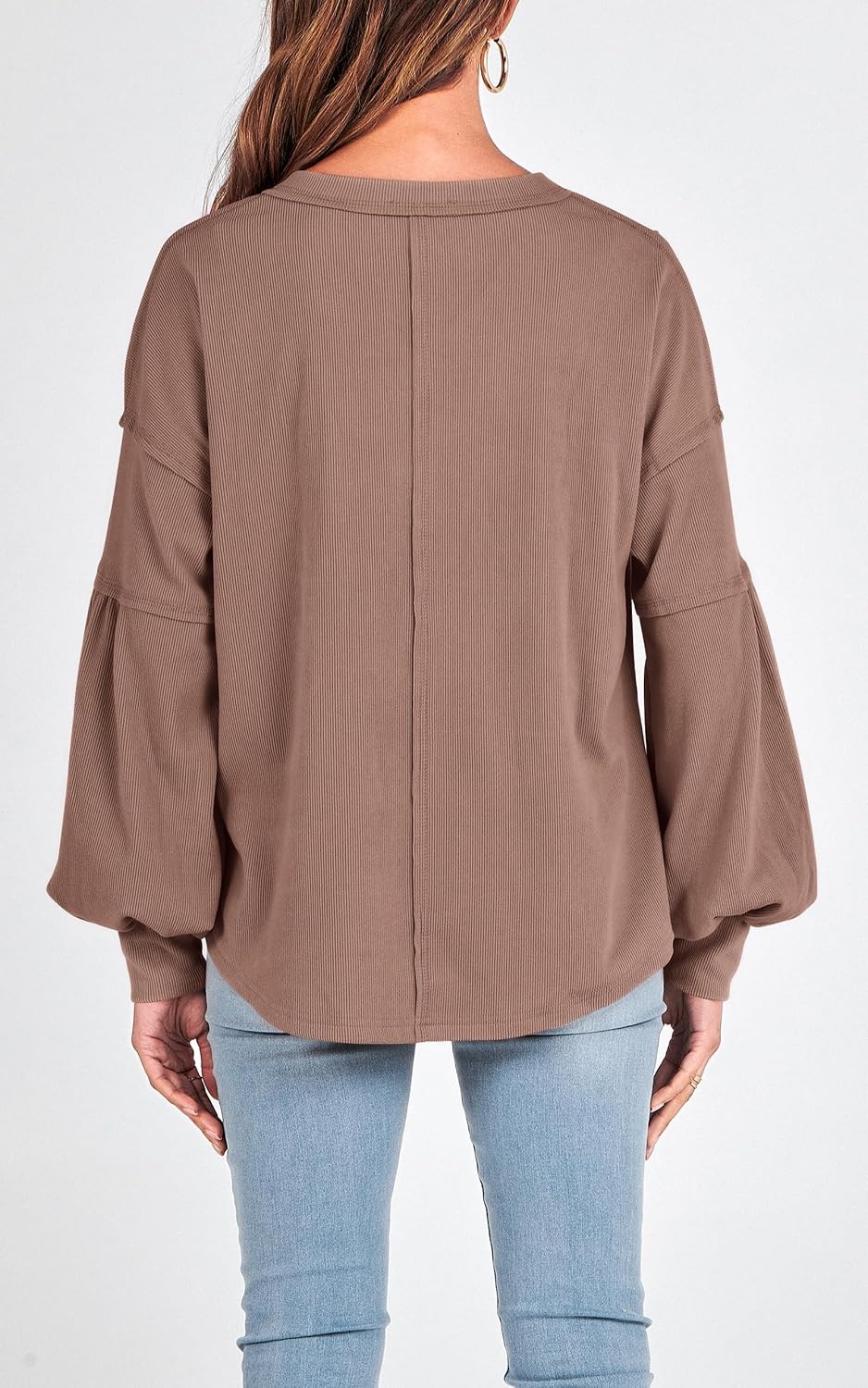 image:imageBTFBM Long Sleeve Shirts for Women 2026 Fall TopsSolid Khaki
