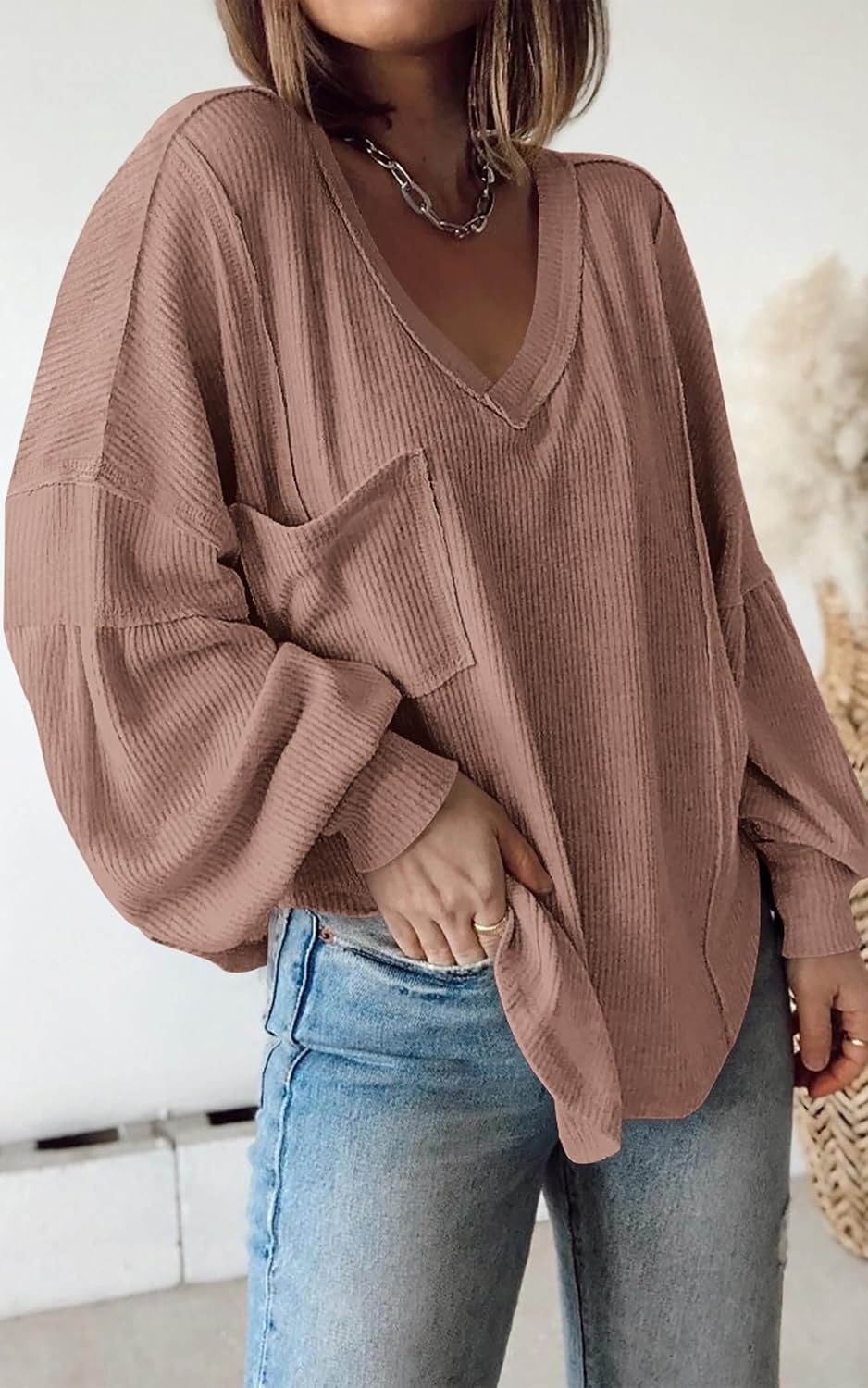 image:imageBTFBM Long Sleeve Shirts for Women 2026 Fall TopsSolid Khaki
