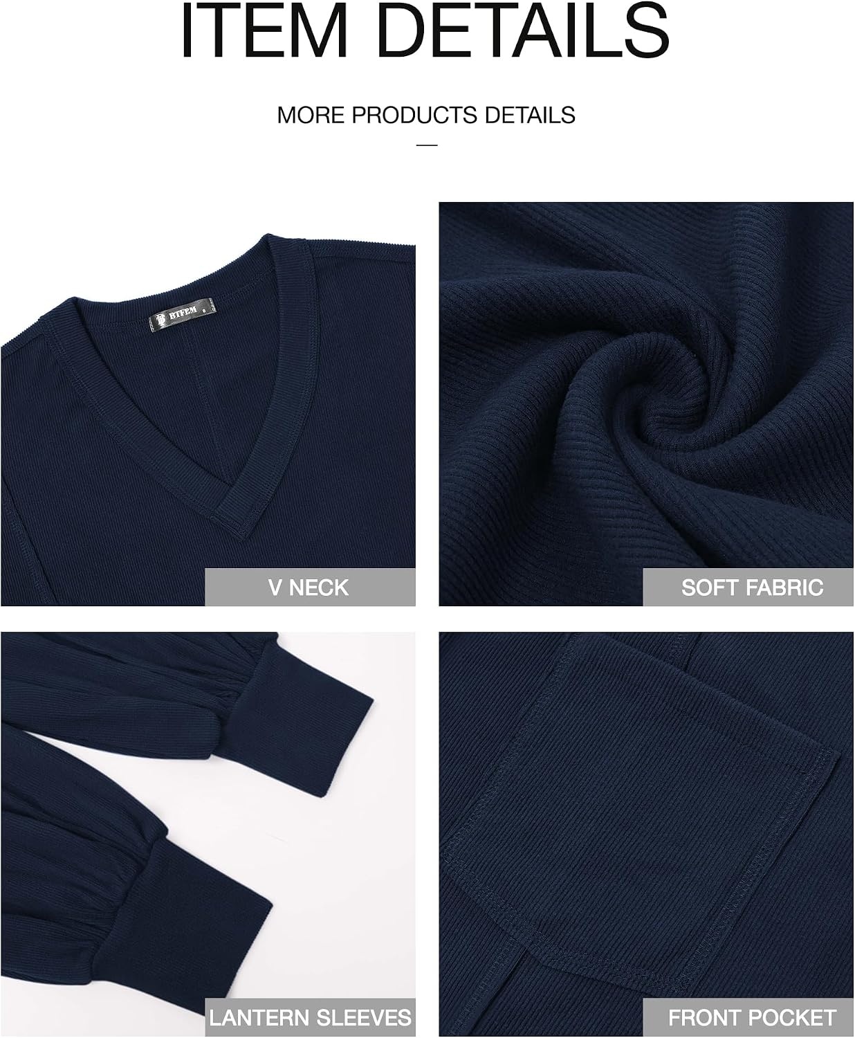 image:imageBTFBM Long Sleeve Shirts for Women 2026 Fall TopsSolid Navy