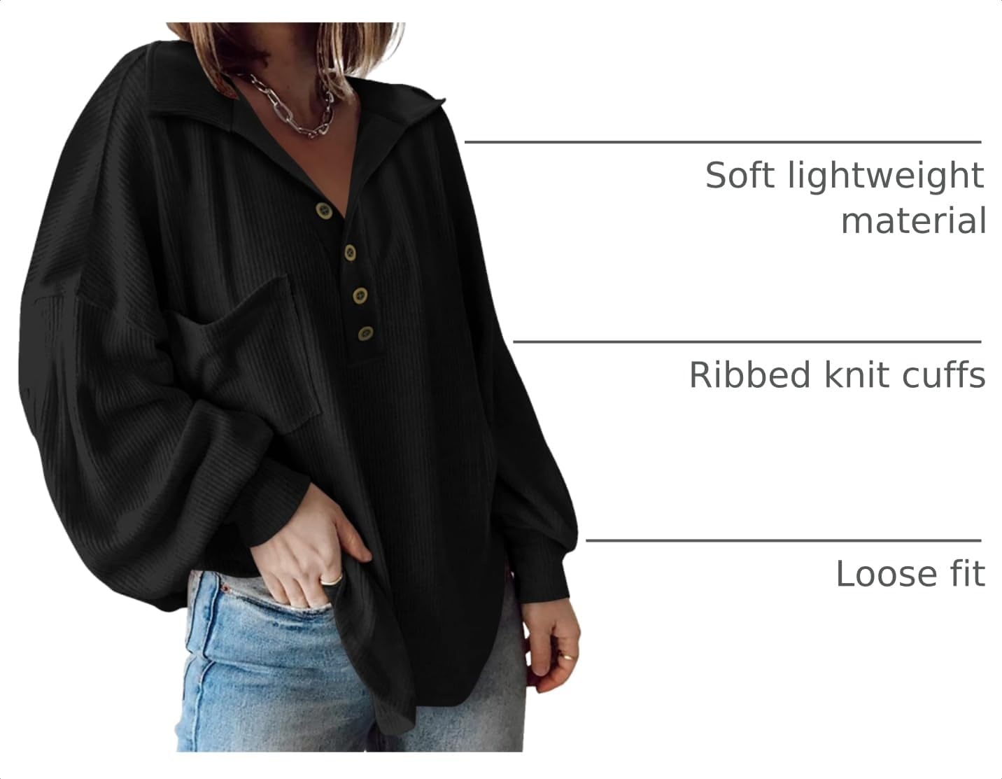 image:imageBTFBM Long Sleeve Shirts for Women 2026 Fall TopsTurndown Black