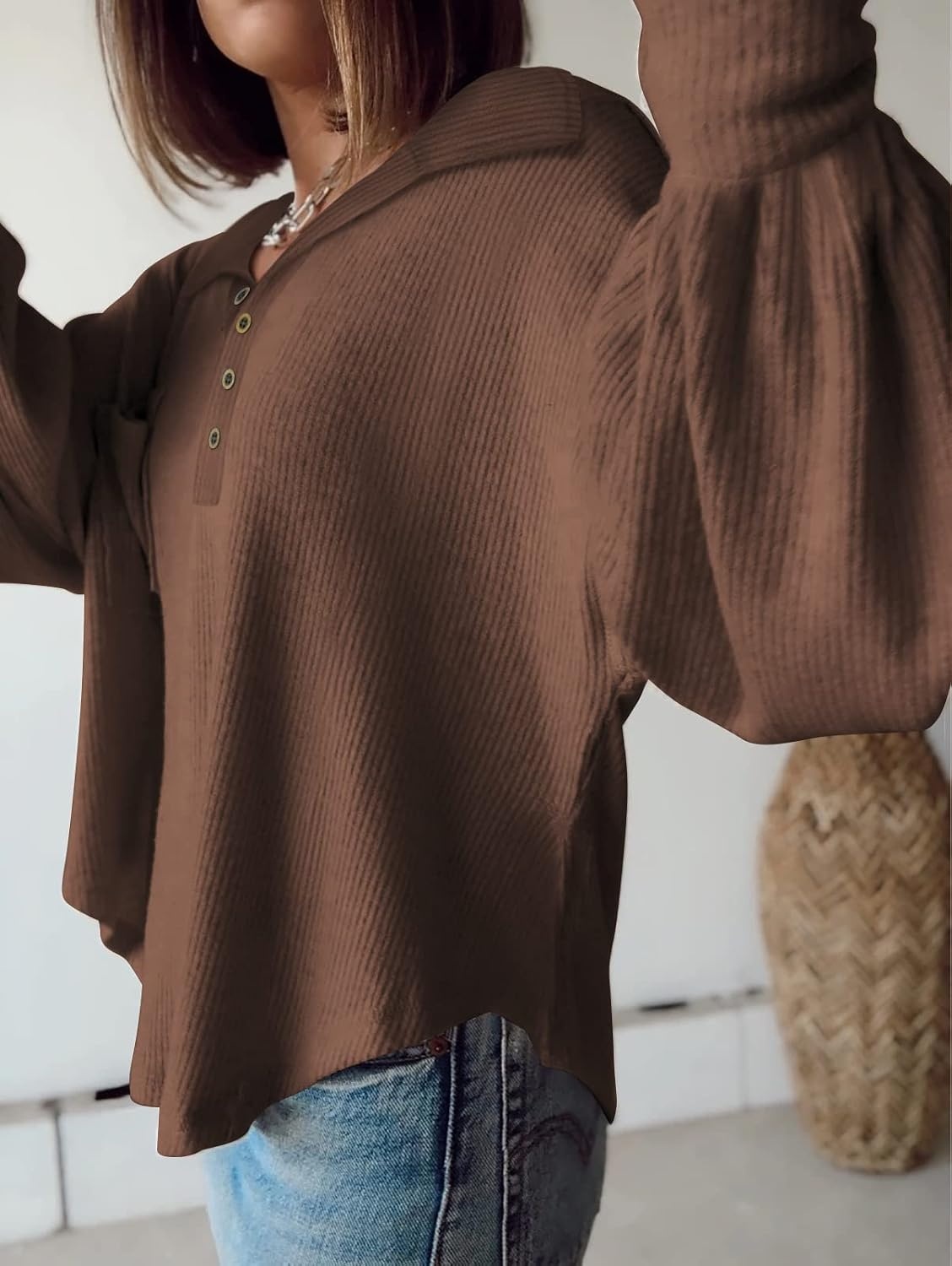 image:imageBTFBM Long Sleeve Shirts for Women 2026 Fall TopsTurndown Caramel