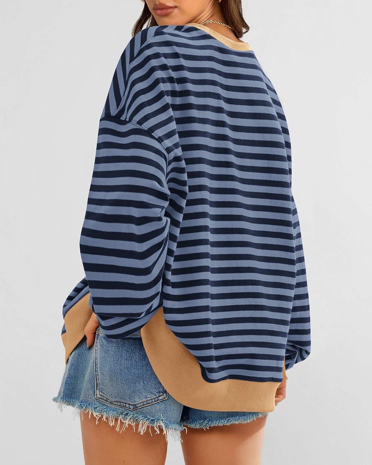 image:imageBTFBM Oversized Sweatshirt For Women 2026 FallBlue Navy