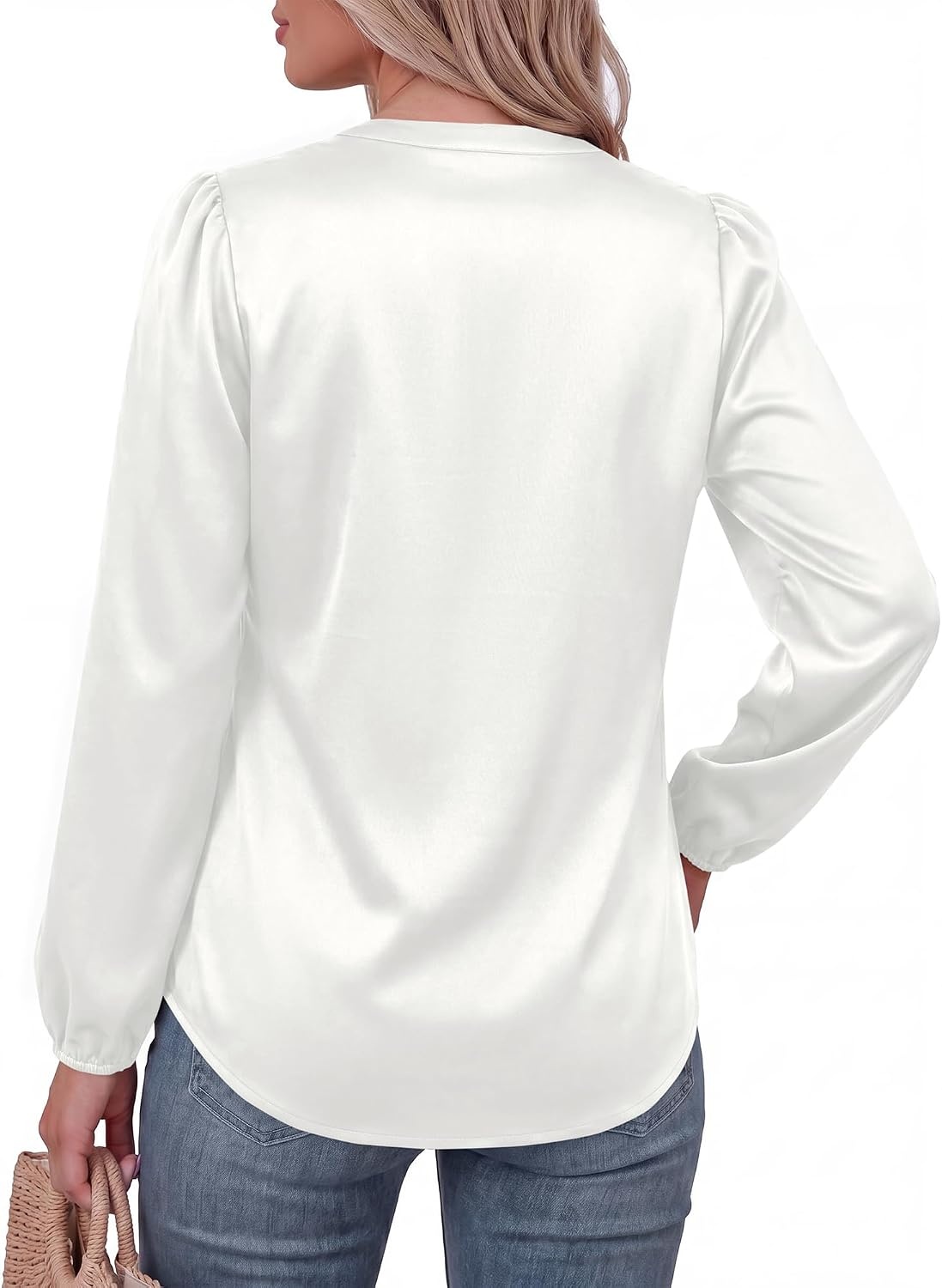 image:imageBTFBM Satin Blouses for Women Dressy Casual Button Down ShirtsWhite