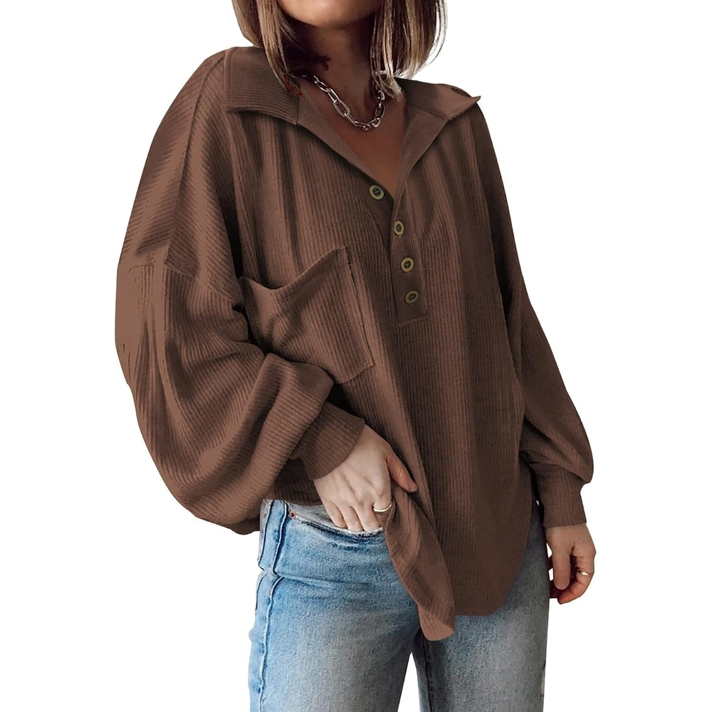 image:imageBTFBM Long Sleeve Shirts for Women 2026 Fall TopsTurndown Caramel