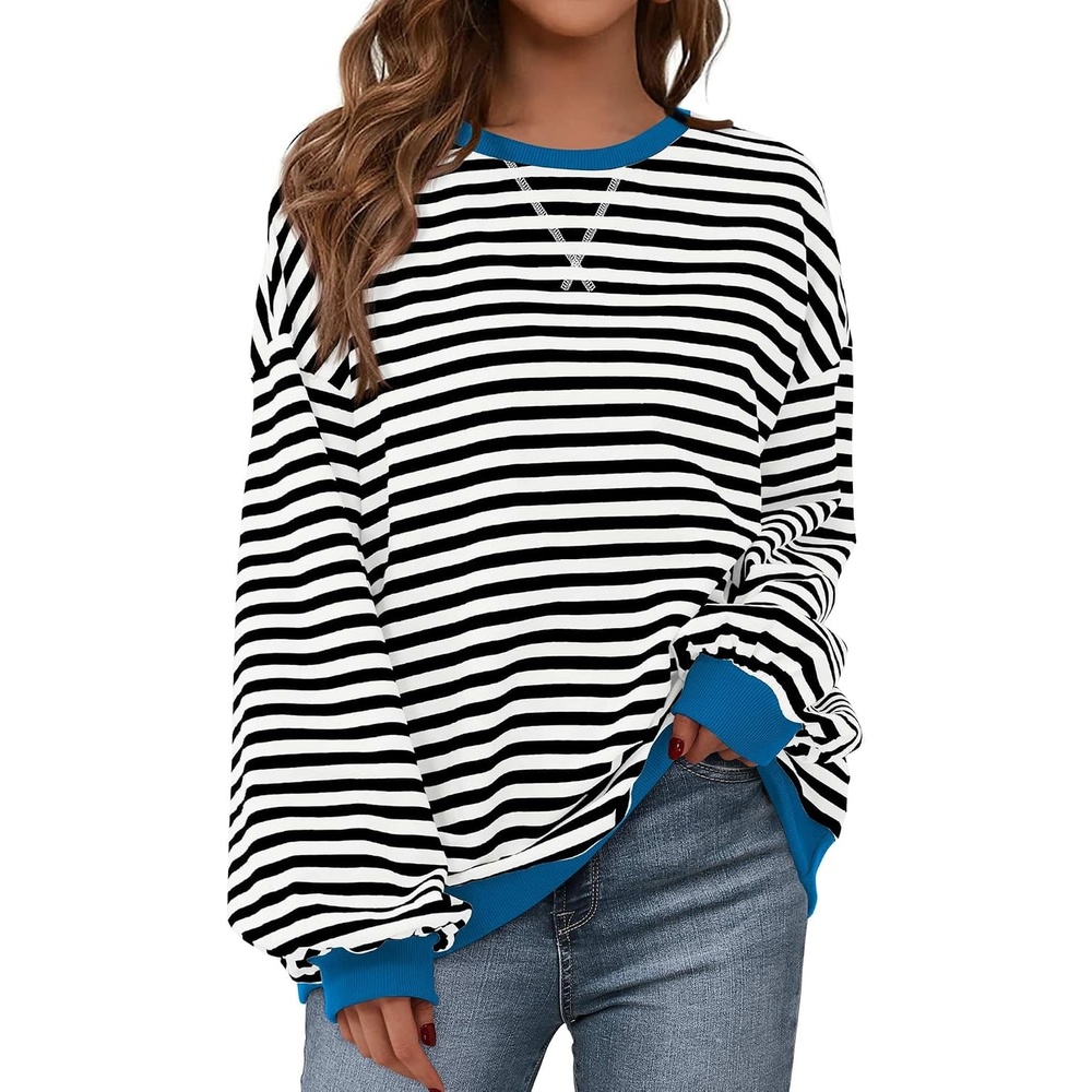 image:imageBTFBM Oversized Sweatshirt For Women 2026 FallBlack White
