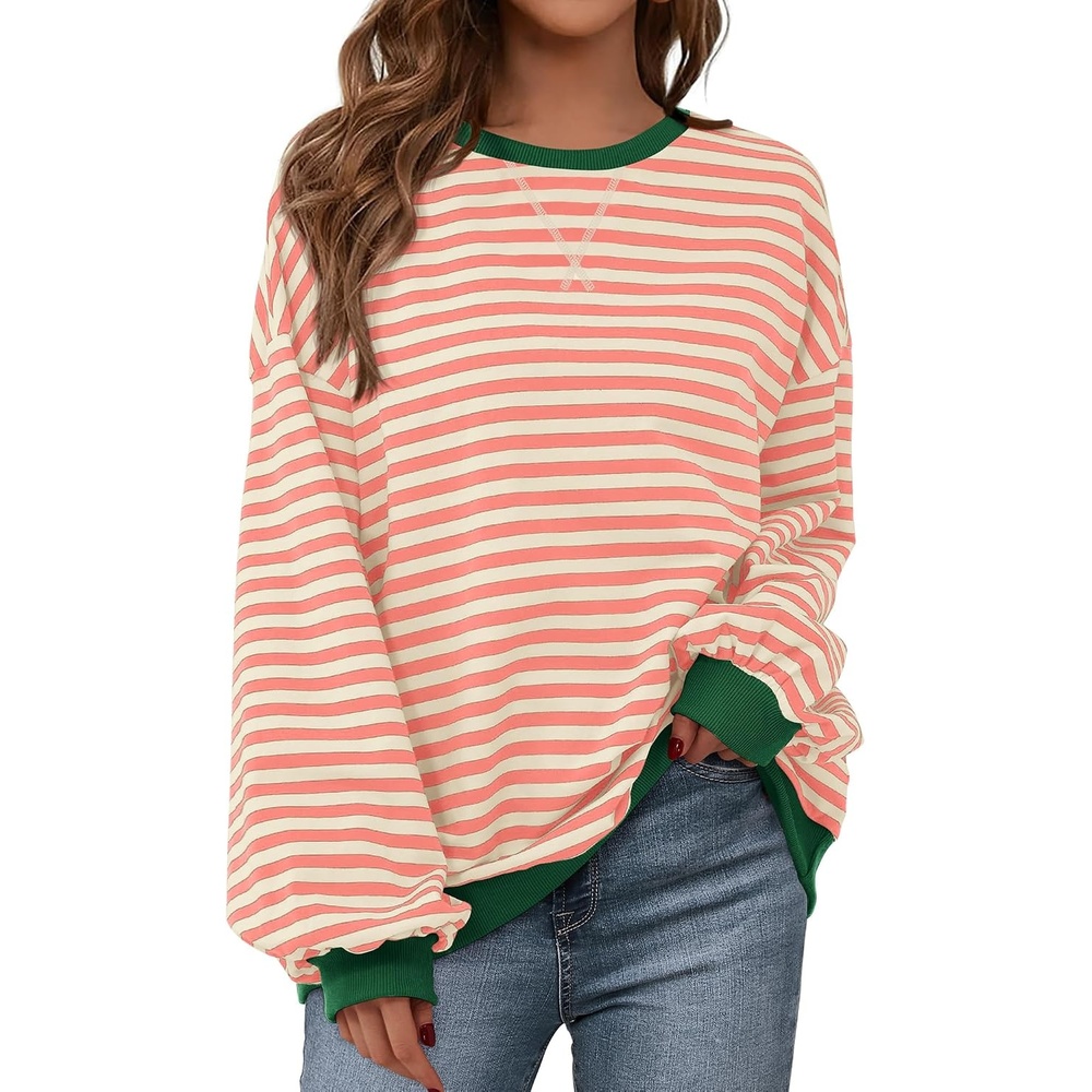 image:imageBTFBM Oversized Sweatshirt For Women 2026 FallLight Orange Apricot