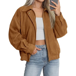 BTFBM Faux Suede Jacket Women Oversized Long Sleeve Bomber Coats(Camel)