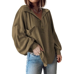 BTFBM Long Sleeve Shirts for Women 2026 Fall Tops(Turndown Army Green)