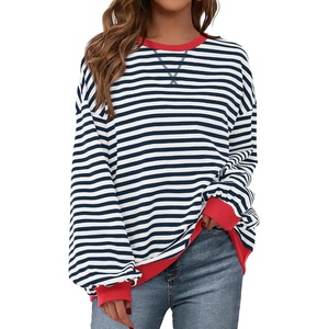 BTFBM Oversized Sweatshirt For Women 2026 Fall(Navy White)