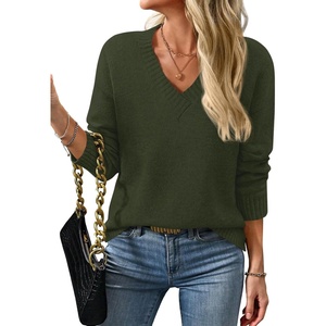 BTFBM V Neck Sweaters for Women Fall Clothes 2026(Army Green)
