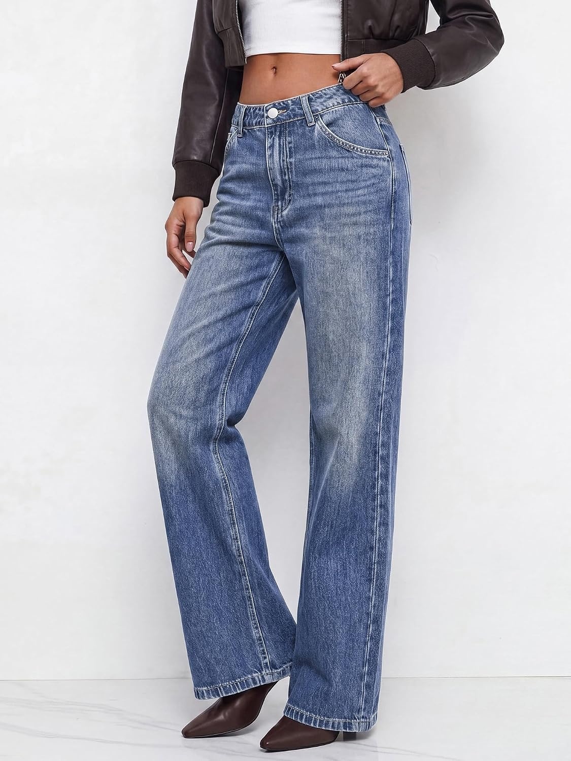image:imageBTFBM Women Casual Straight Leg Jeans TrendyDusk Blue