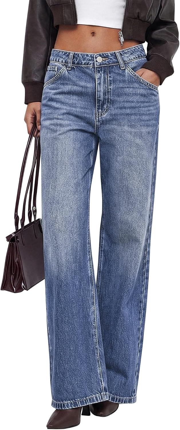 image:imageBTFBM Women Casual Straight Leg Jeans TrendyDusk Blue