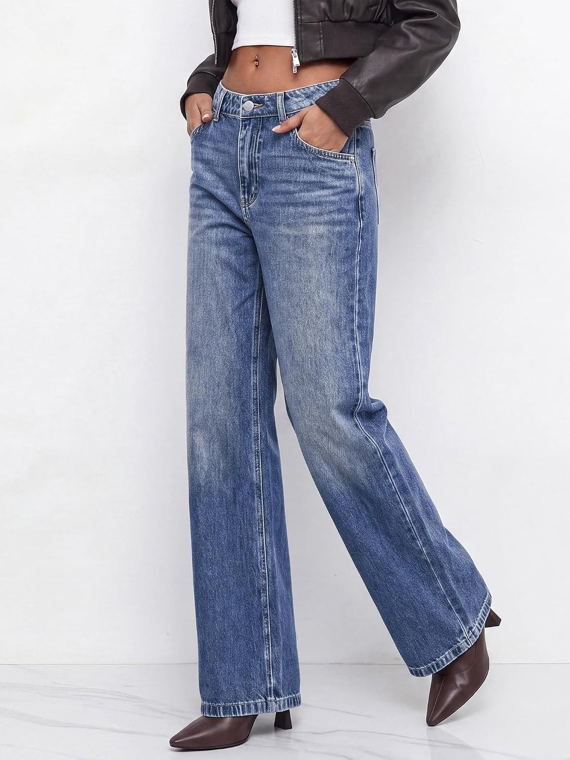 image:imageBTFBM Women Casual Straight Leg Jeans TrendyDusk Blue