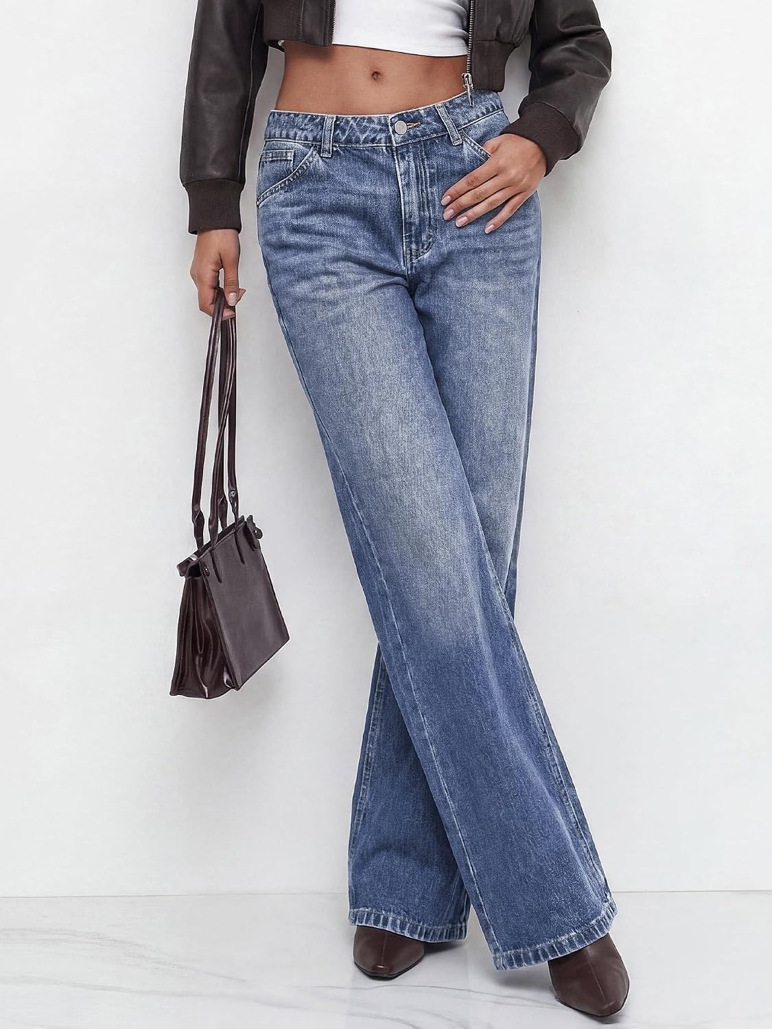 image:imageBTFBM Women Casual Straight Leg Jeans TrendyDusk Blue