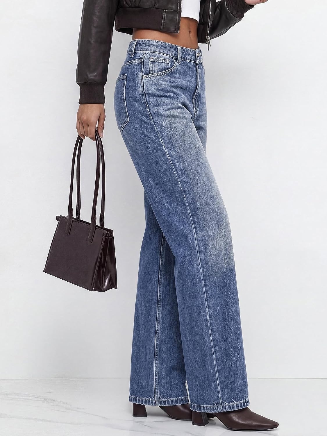 image:imageBTFBM Women Casual Straight Leg Jeans TrendyDusk Blue