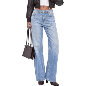 BTFBM Women Casual Straight Leg Jeans Trendy(Light Blue)