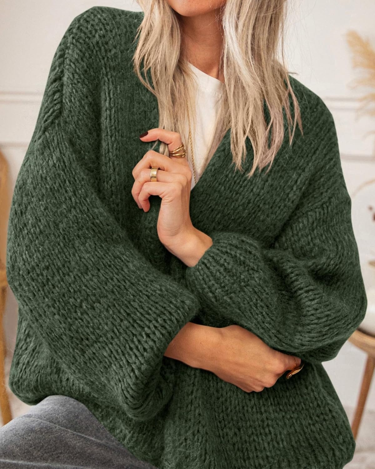 image:imageBTFBM Cardigan Sweaters for Women Lightweight Fall Fashion Clothes 2026Army Green