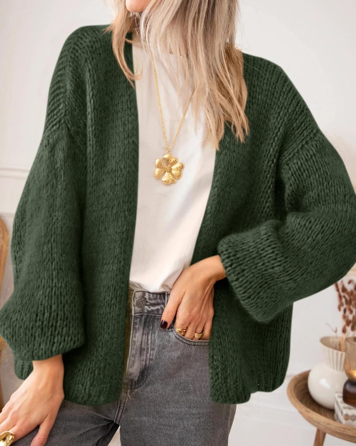 image:imageBTFBM Cardigan Sweaters for Women Lightweight Fall Fashion Clothes 2026Army Green