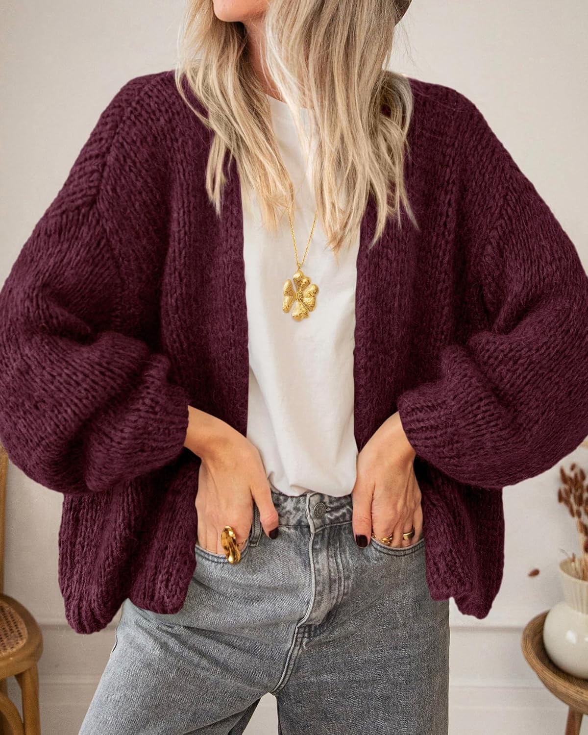 image:imageBTFBM Cardigan Sweaters for Women Lightweight Fall Fashion Clothes 2026Burgundy