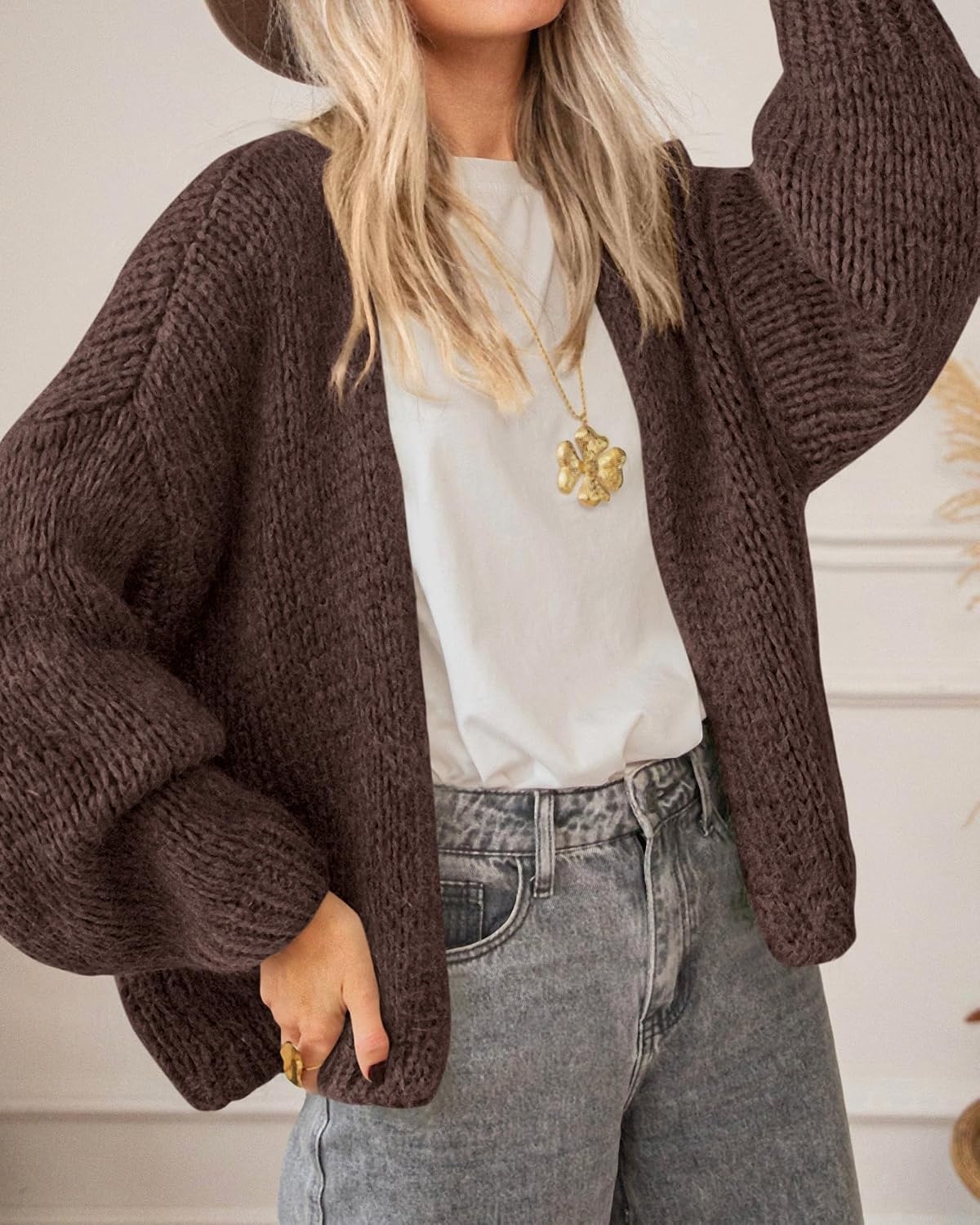 image:imageBTFBM Cardigan Sweaters for Women Lightweight Fall Fashion Clothes 2026Coffee