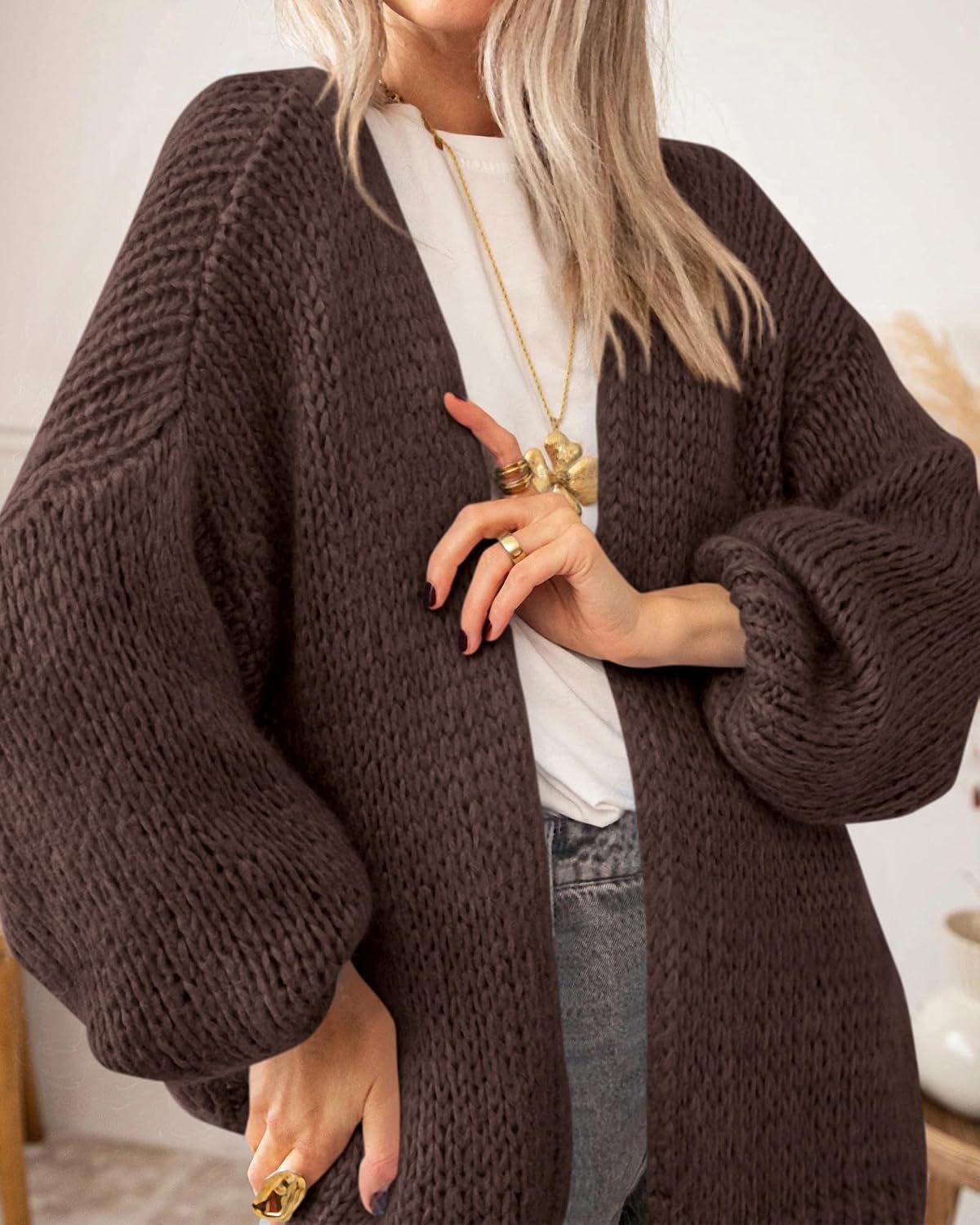 image:imageBTFBM Cardigan Sweaters for Women Lightweight Fall Fashion Clothes 2026Coffee