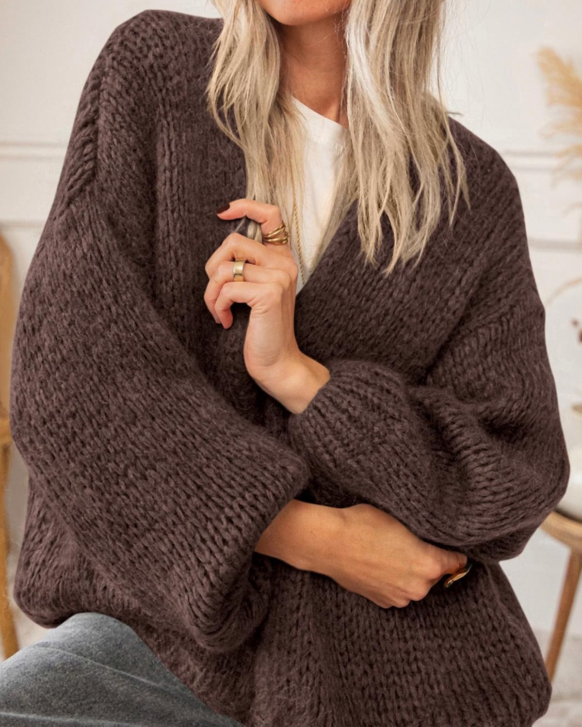 image:imageBTFBM Cardigan Sweaters for Women Lightweight Fall Fashion Clothes 2026Coffee