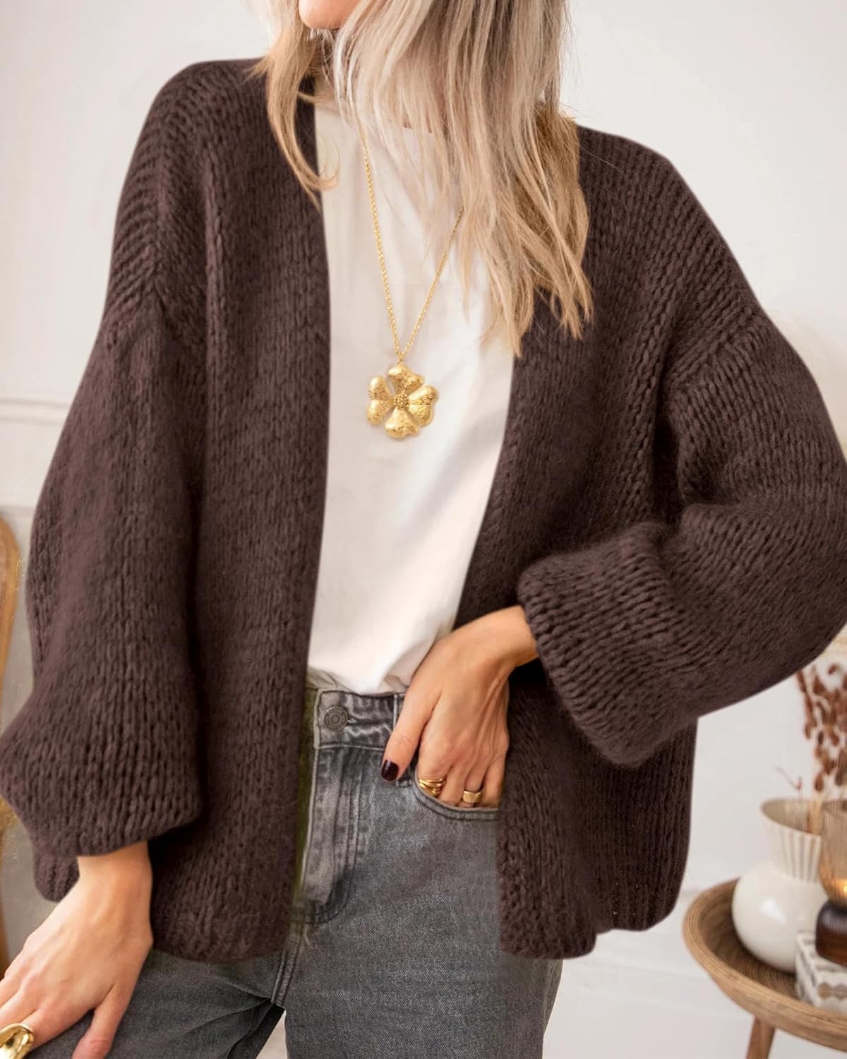 image:imageBTFBM Cardigan Sweaters for Women Lightweight Fall Fashion Clothes 2026Coffee