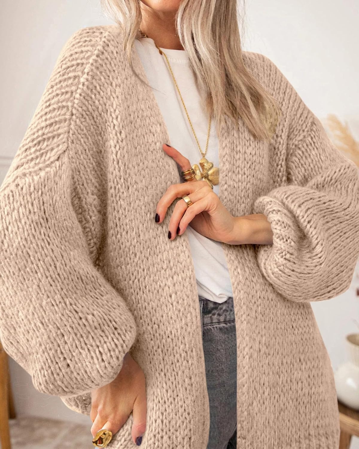 image:imageBTFBM Cardigan Sweaters for Women Lightweight Fall Fashion Clothes 2026Khaki
