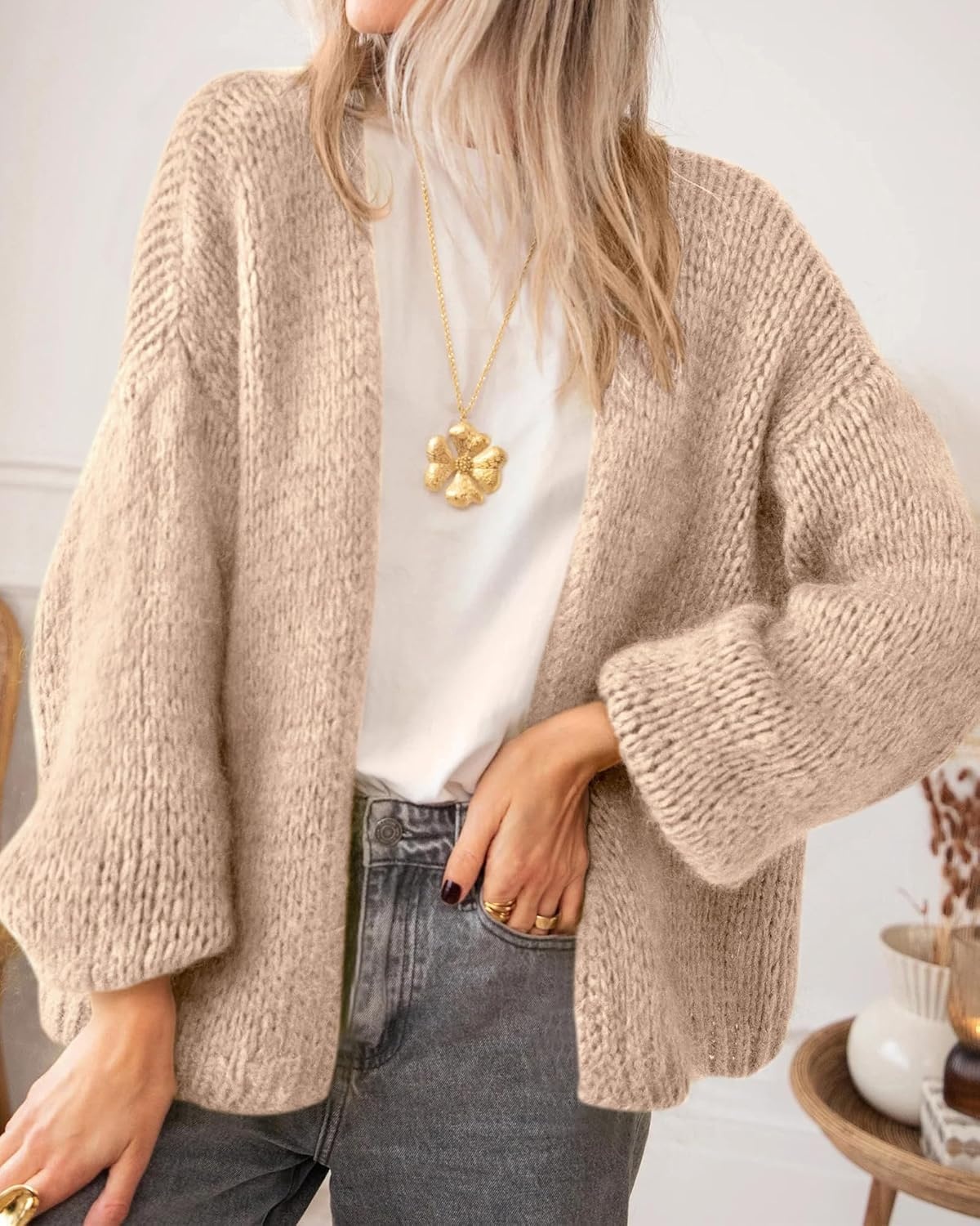 image:imageBTFBM Cardigan Sweaters for Women Lightweight Fall Fashion Clothes 2026Khaki