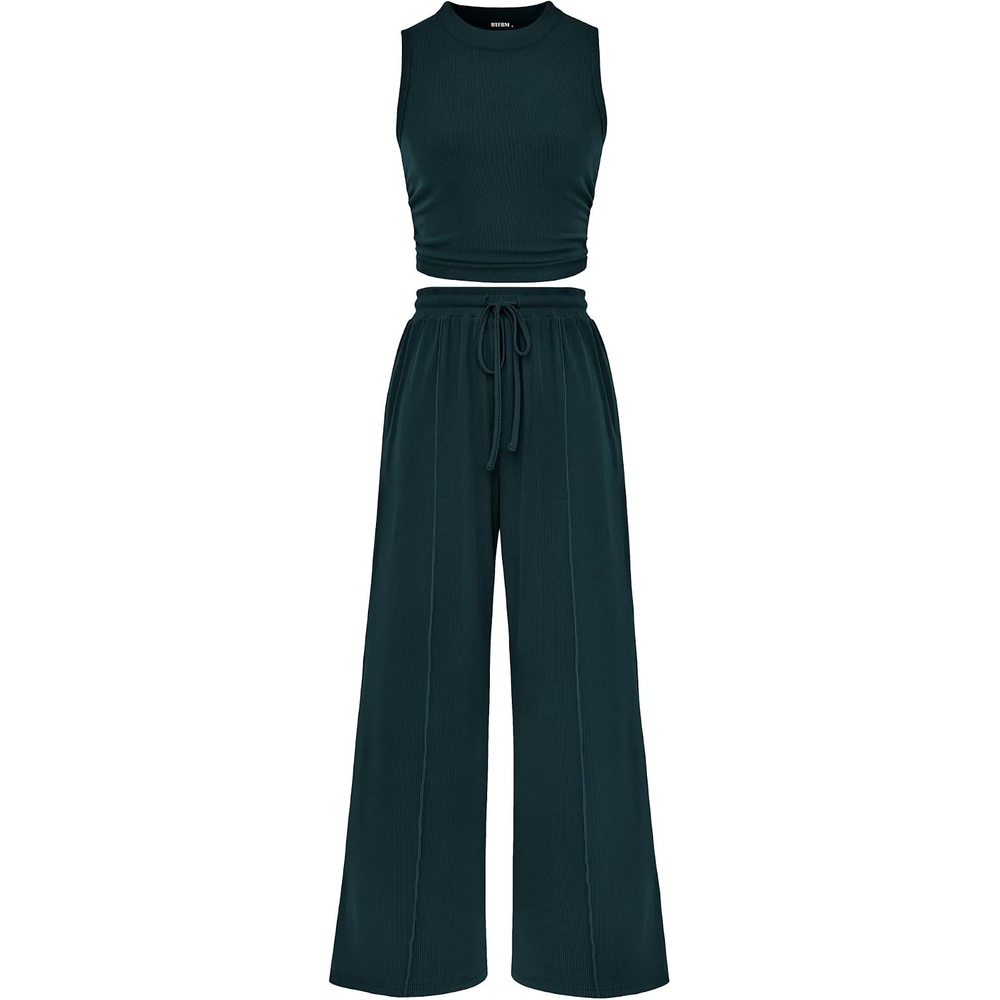 image:imageBTFBM 2 Piece Outfits For Women Airport Travel OutfitDeep Green