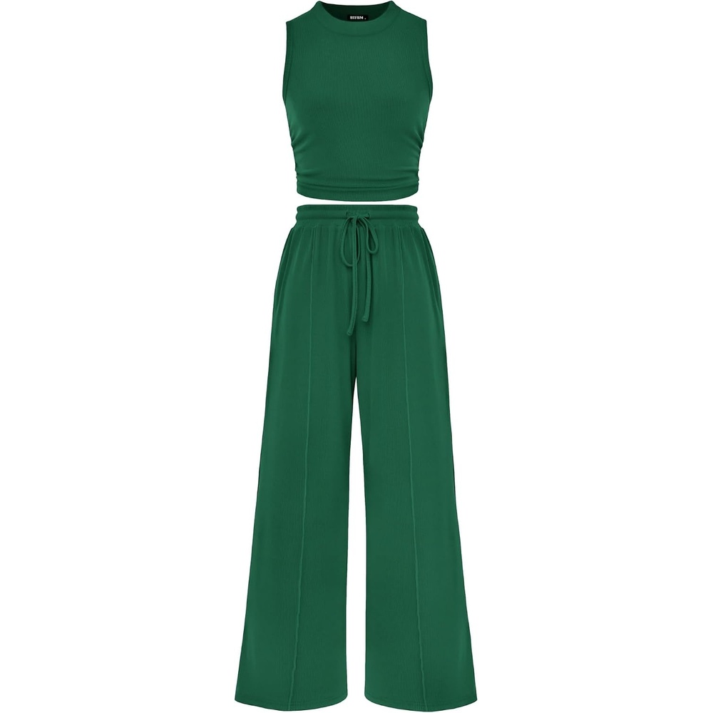image:imageBTFBM 2 Piece Outfits For Women Airport Travel OutfitGreen