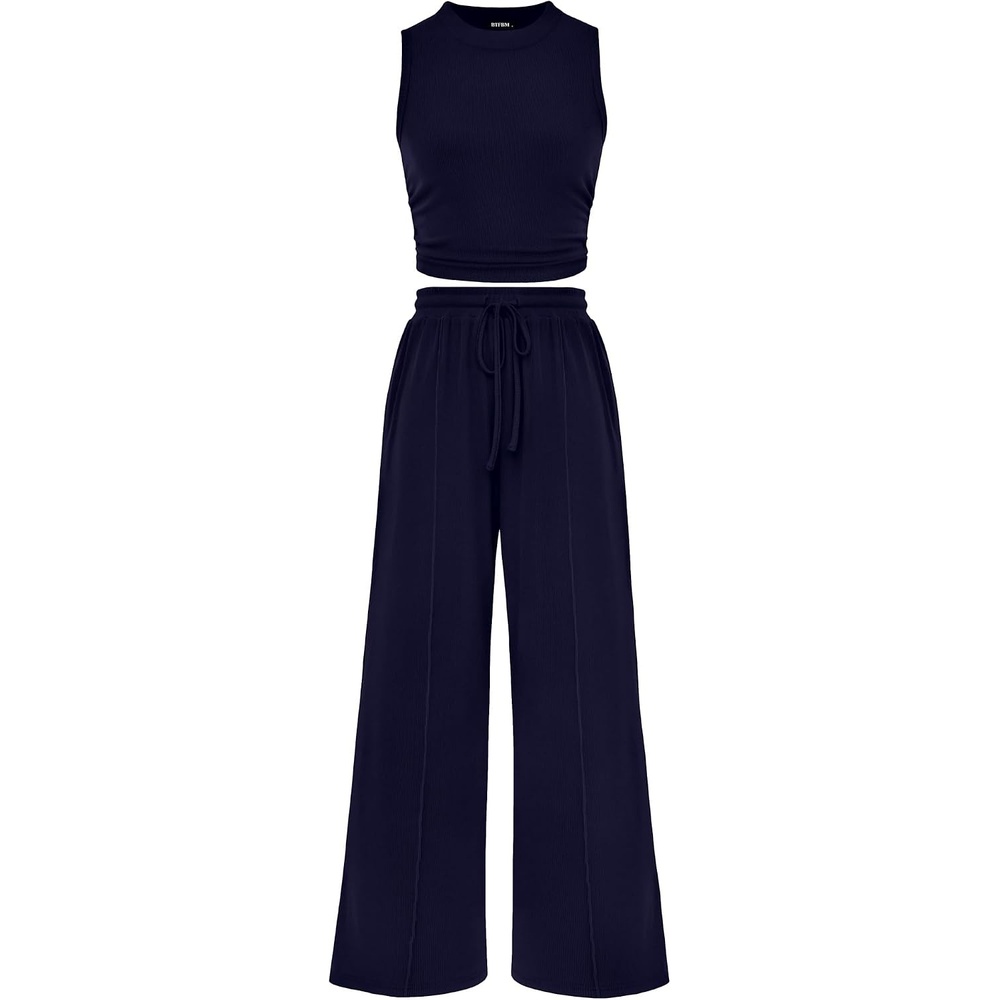 image:imageBTFBM 2 Piece Outfits For Women Airport Travel OutfitNavy