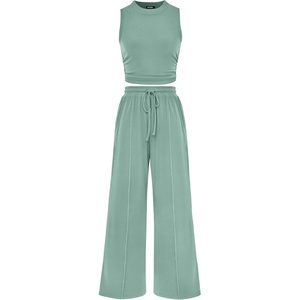 BTFBM 2 Piece Outfits For Women Airport Travel Outfit(Fruit Green)