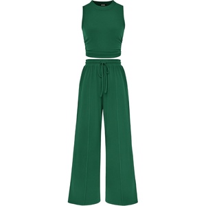 BTFBM 2 Piece Outfits For Women Airport Travel Outfit(Green)