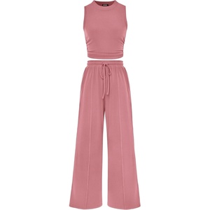 BTFBM 2 Piece Outfits For Women Airport Travel Outfit(Pink)