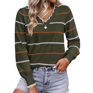 BTFBM Womens Sweaters Striped Pullover Tops(Army Green)