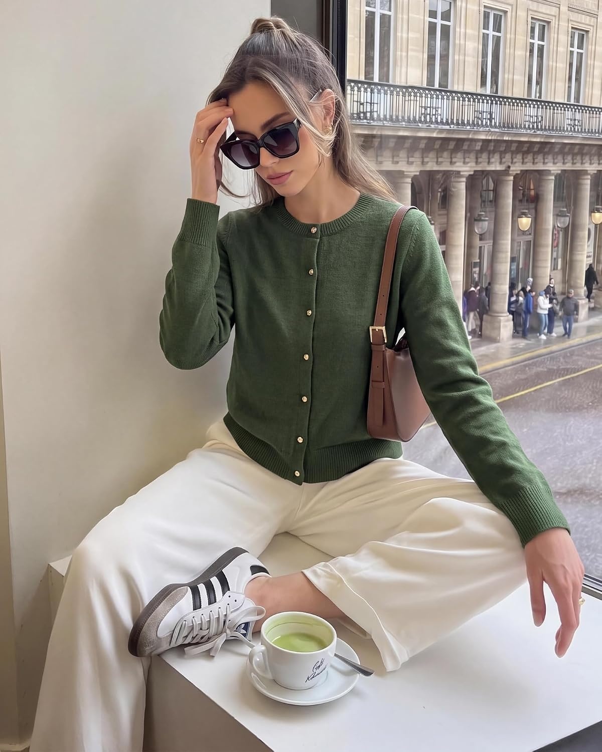 image:imageBTFBM Button Cardigan Sweaters for Women Fall Clothes 2026Army Green