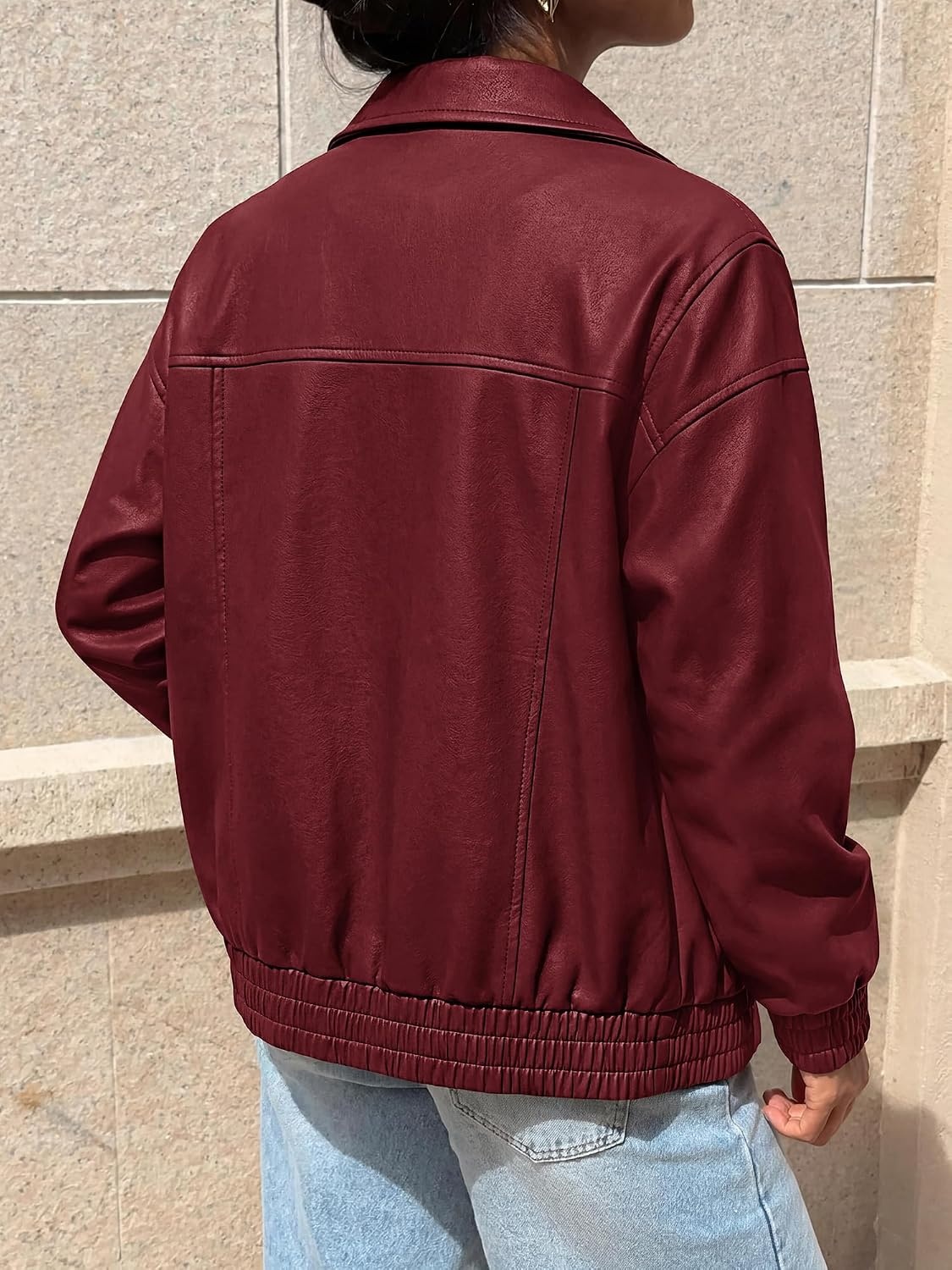 image:imageBTFBM Faux Leather Jacket Women Fall Clothes 2026Burgundy
